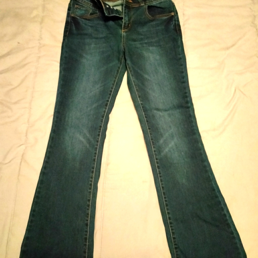 High rise flare blue jeans